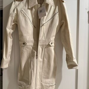 Victoria Beckham Ivory Mini Dress with Zipper Accents